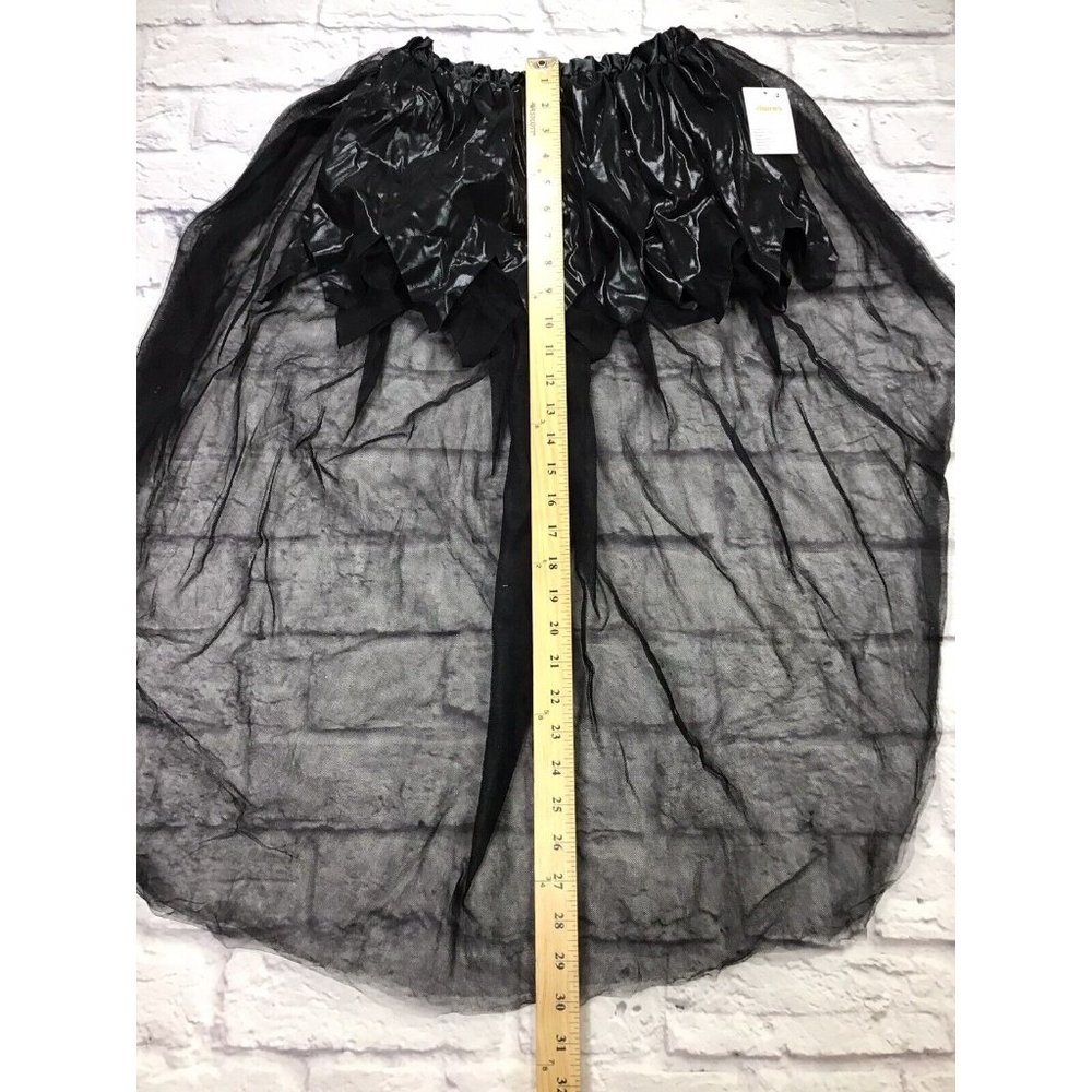 NWT Black Halloween Costume High-Low Tutu Cos Play Gothic Bride Witch - Picture 5 of 5